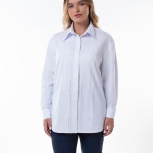 MAXI CAMISA SANTINA SANTINA COM NERVURAS E BORDADO CACHIMIR