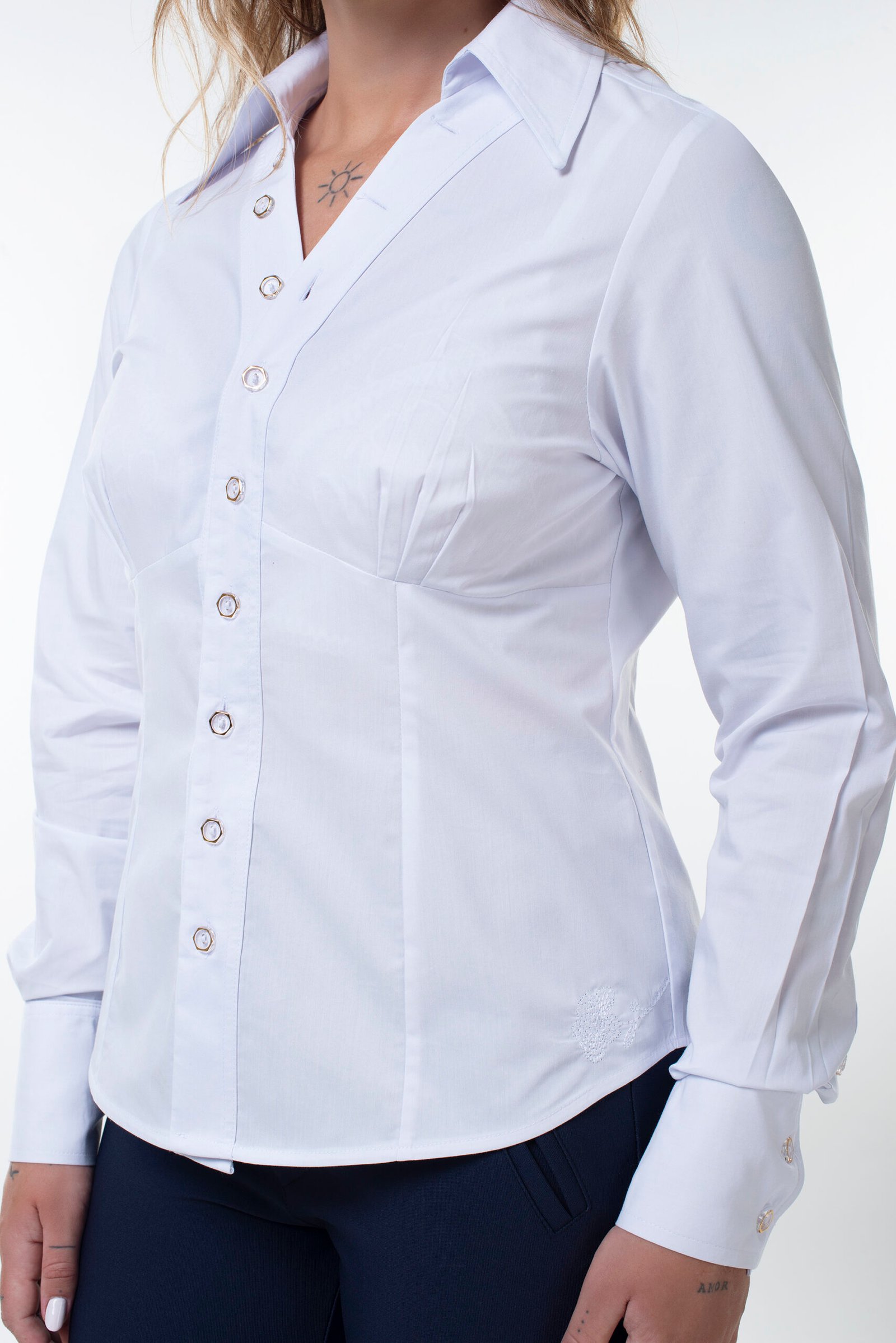 CAMISA MARIA COM RECORTES ALGODÃO / POL/ELASTANO -CM006