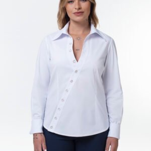 CAMISA AURELIA ABOTOAMENTO DIAGONAL PUNHOS ABOTOADURA ALGODÃO /POL/ ELASTANO 