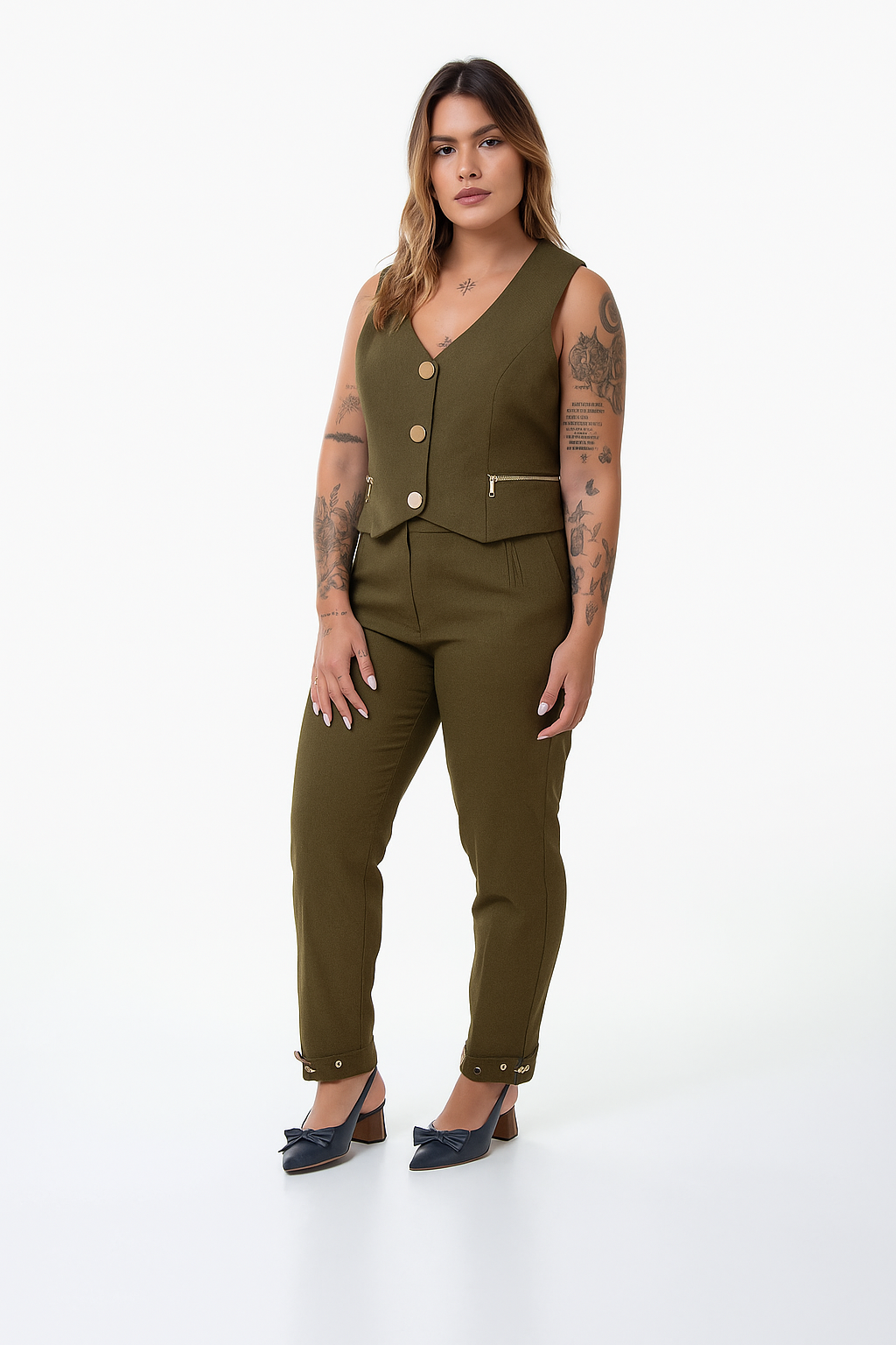 CALÇA CORTE RETO ALFAIATARIA PREGAS BOLSO FACA LÃ - CA009