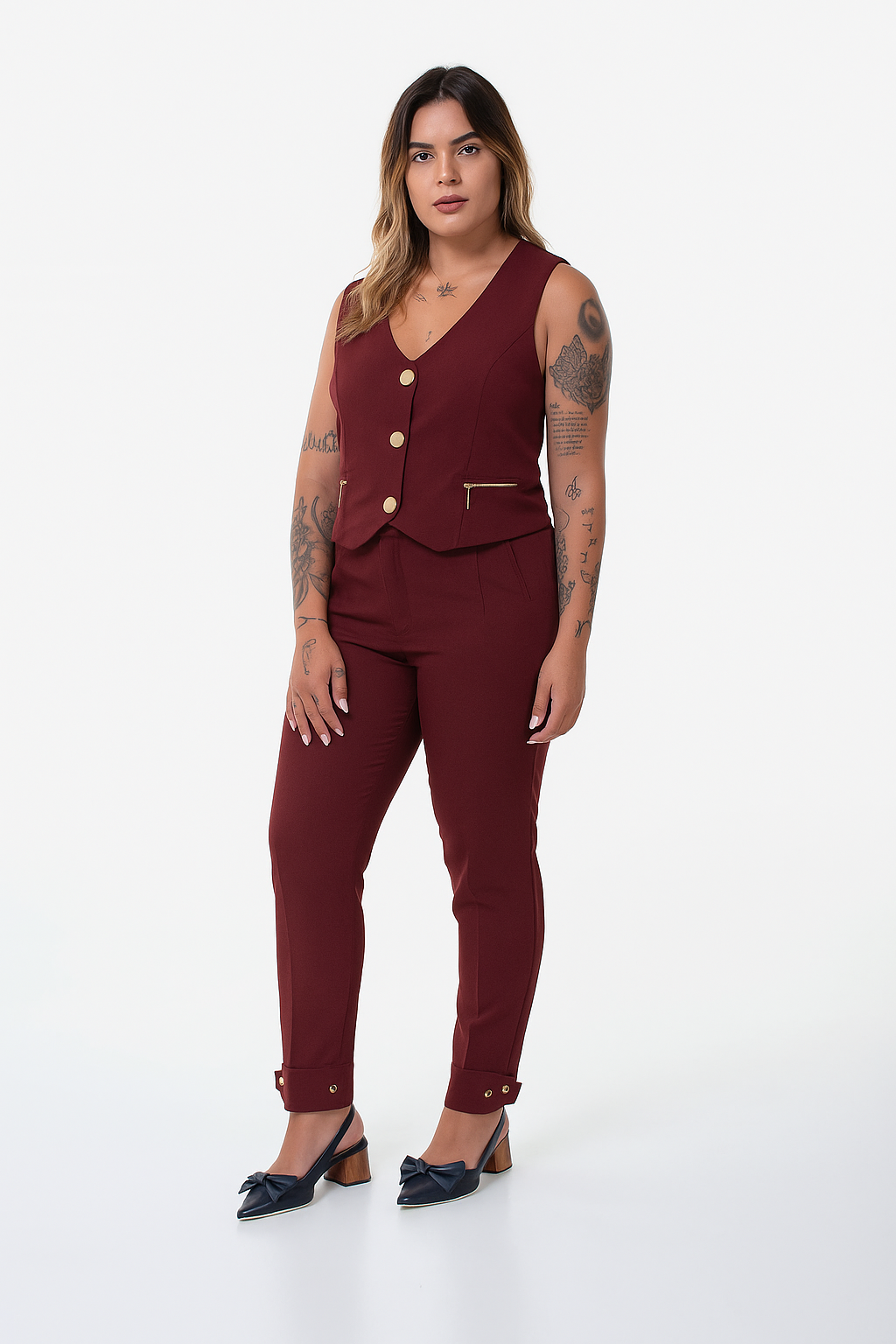 CALÇA CORTE RETO ALFAIATARIA PREGAS BOLSO FACA LÃ - CA009