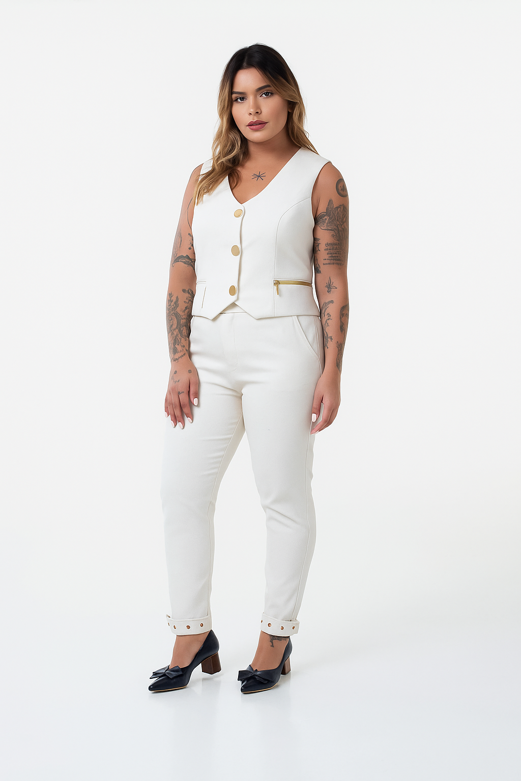 CALÇA CORTE RETO ALFAIATARIA PREGAS BOLSO FACA LÃ - CA009