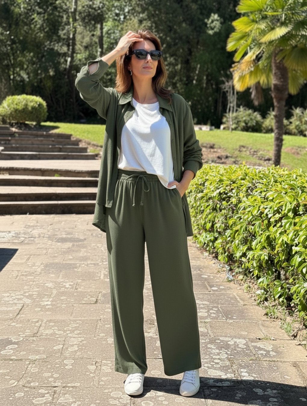 CALÇA BRIELLE PANTALONA VERDE MILITAR