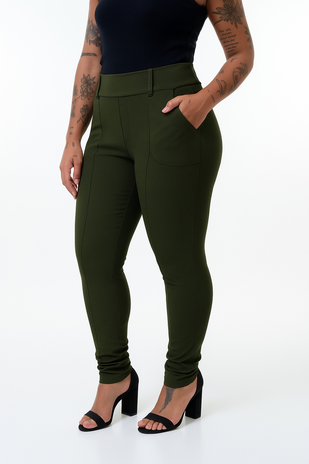 CALÇA MARIA CECILIA RECORTE FRIZZO COZ E BAUNILHA FAKE MALHA ALFAIATARIA - CA007 - Imagem 11