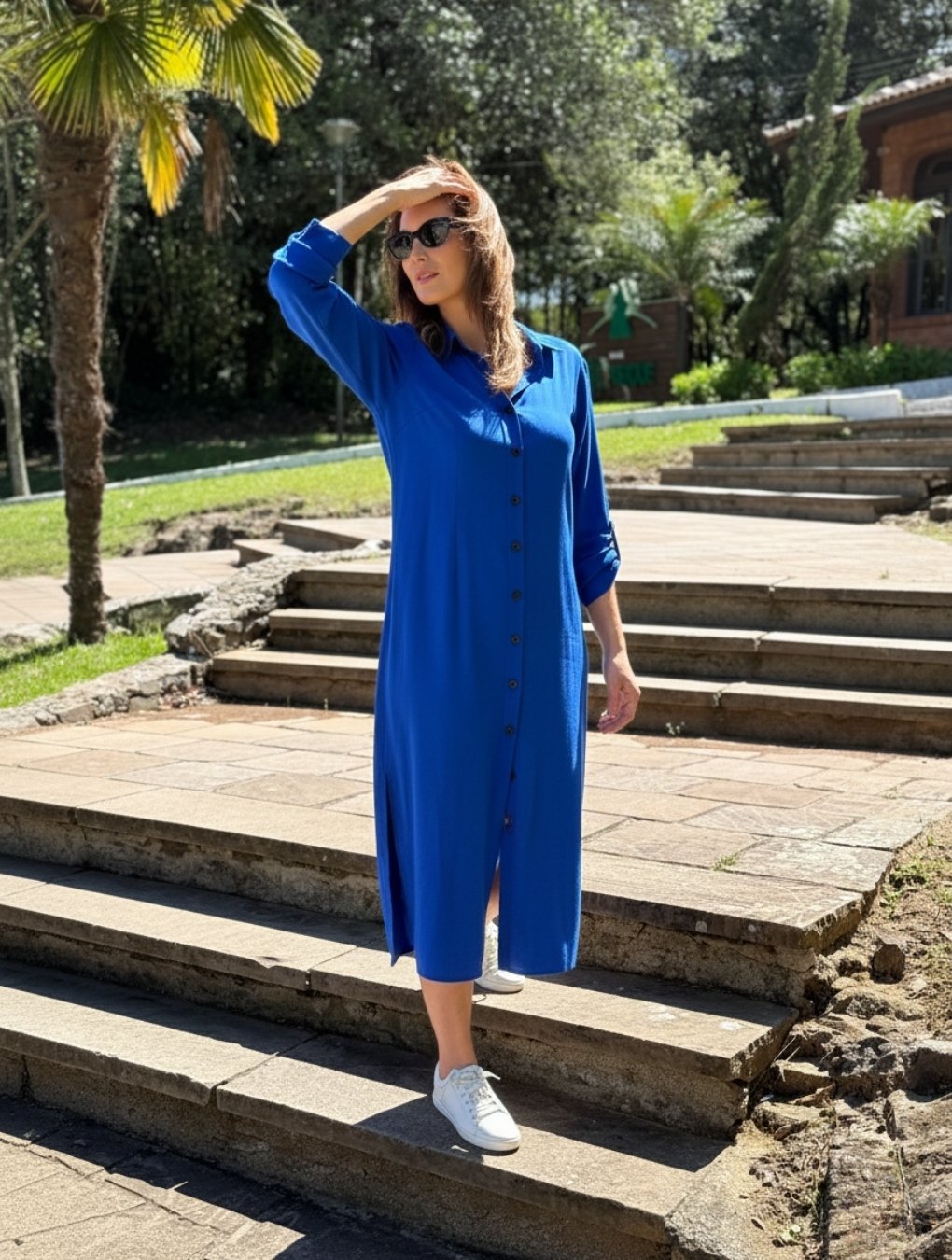 LORANNE LONGO MANGA LONGA MARTIN GALE MANGAS VISCOSE PLANA AZUL BIC