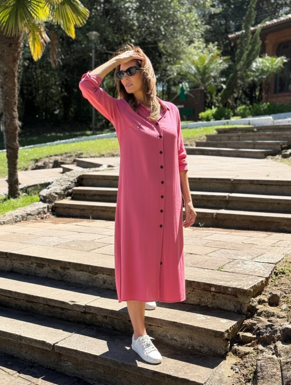 LORANNE LONGO MANGA LONGA MARTIN GALE MANGAS VISCOSE PLANA ROSA